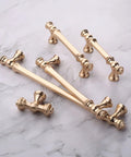 10 Pack 3.75 Inch Brushed Brass Cabinet Handles Gold Kitchen Cabinet Pulls For Cupboards And Drawers display on marble surface