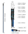 Dimensions diagram of Blue 3mm Pre Wired LED Diodes 20 Pack with 560 Ohm 0.25W Resistor and 24 AWG Wire for automotive projects.
