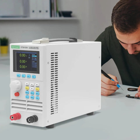 Programmable DC Electronic Load Battery Tester Pro Grade Single Channel 400W 40A 150V For Battery Capacity And Discharge Testing Built Tough With Aluminum Case And PCB Build, white bench unit