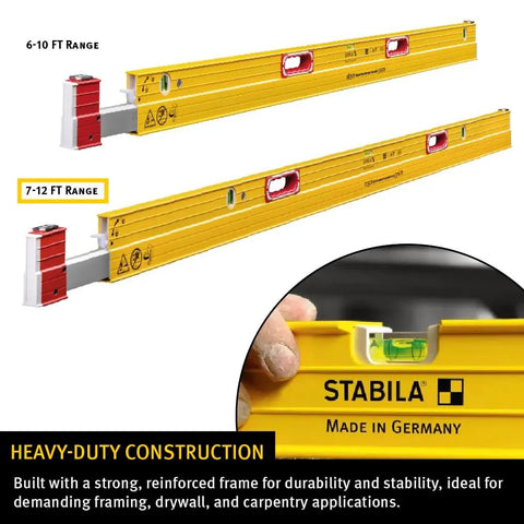 Heavy Duty Extendable Plate Level For Tall Installations 7 To 12 Feet Adjustable Height Range Precision Jobsite Tool Reinforced Frame For High Walls And Big Windows Solid As A Rock For Any Pro Crew