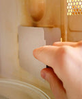 Installing a sheet from the 10 Pcs Microwave Mica Sheets Set, Super Thick Heat Shield Waveguide Covers, in a microwave oven