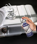 Seal The Deal With Top Shelf Anti Rust Fuel Tank Metallic Coating Spray Paint Aerosol 13 Oz 12 Pack applied on metallic fuel tank.