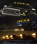 Upgrade Solar Cab Lights For Trucks No Drill Roof LED Marker Lights with Vibration Sensor on black pickup at night