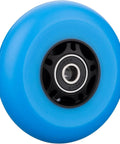 Close-up of a single blue Eight Pack Inline Skate Wheels 76mm 85A Replacement Wheel Set For Outdoor And Indoor Use Blue Ideal For Street Rinks And Park Sessions