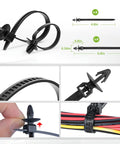 Close-up of cable ties and fastener in 240 Piece DIY Friendly Car Retainer Clips Kit with 12 Sizes 6.3mm to 10mm by 5 tools