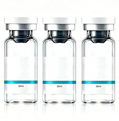 Lab Grade Reagent Bottles Set of 3, 10 Ml Each for Science Lab Use, Ultra Clean Storage Containers, Clear Bottles for Chemicals and Samples, Durable, Ideal for Classroom and Research. Three clear 10ml glass reagent bottles with white caps