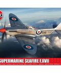Seafire F.XVII 1 48 Scale Model Kit Gift Set For Adults And Teens 14 Plus Skill Level 3 Plastic Airplane Model Kits Real Airplane Models WW2 Military Aircraft box art showing Supermarine plane in flight
