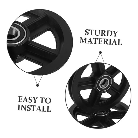 Close-up of Kickass Heavy Duty Sliding Door Pulley Wheel Kit With Rigid Casters showcasing sturdy material and easy installation.