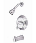 Restoration Tub And Shower Faucet With Metal Lever Handle, Wall Mounted Brass Fixture, Polished Chrome Finish