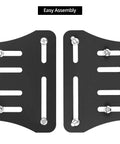 Rock Solid Bed Frame Brackets 2 Pcs Heavy Steel Headboard Footboard Connectors For Wood Furniture Quick Hookup Matte Black Hardware view from top showing mounting holes and easy assembly design.