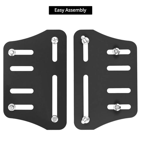 Rock Solid Bed Frame Brackets 2 Pcs Heavy Steel Headboard Footboard Connectors For Wood Furniture Quick Hookup Matte Black Hardware view from top showing mounting holes and easy assembly design.
