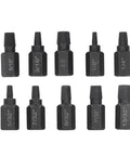 Ultimate 10Pc Broken Screw Extractor Set For Damaged Fasteners With Wide Size Coverage To Remove Worn Stuck Bolts Nuts And Screws Fast Saving Time And hassle On Any Home Repair Project. 10-piece black steel extractors, sizes 5/16 to 13/32 inch
