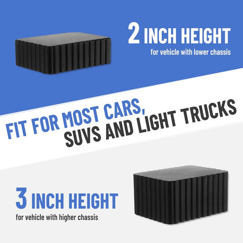 Racewill Solid Rubber Auto Lift Pads for 4 Post Car Aligners, 2 inch and 3 inch height options for SUVs and light trucks.