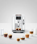Automatic Espresso Machine With 17 Coffee Specialties, Barista Grade Milk Frothing, premium piano white finish, front view