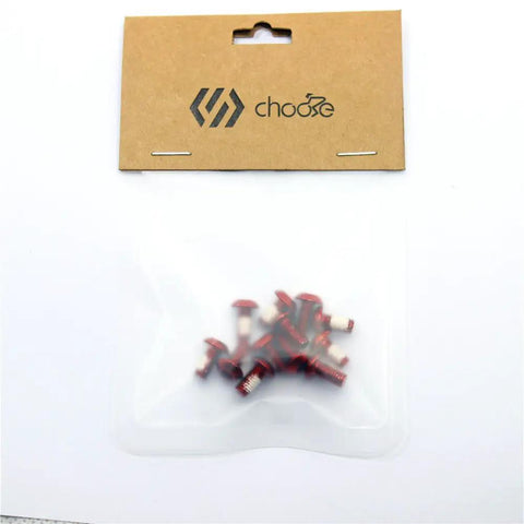 Red Mountain Bike Brake Disc Rotor Bolts Beefy Stainless T25 Steel Six Bolt Hardware in packaging