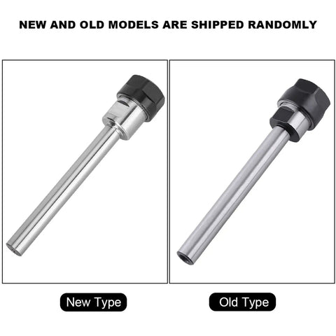 New and old models of Top Tier Precision Collet Chuck Holder Rod for CNC milling tools displayed side by side.