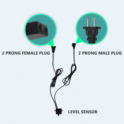 Diagram of Auto Water Level Controller For Pumps And Aquariums 110V Mini Sensor Liquid Switch Detector with 2-prong plugs and sensor