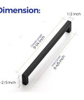 Dimension diagram of 18 Pack 8-4/5 Inch Square Cabinet Handles Matte Black Pulls, showcasing overall length and width details.