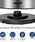Fast Boil 1.7L Electric Kettle With 1500W Heating base with auto shutoff and boil dry protection