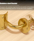 Slick Clear Acrylic Stair Handrail With Glossy Gold Brackets For Modern Homes And No Sweat Non Slip Grab Bar Kit Along Super Sturdy Wall Mounted Safety Rails For Tight Foyer Entries, gold stainless steel bracket mounted.