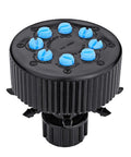 Eight Outlet Adjustable Bubbler For Drip Irrigation Systems Turns Underground Lines Into Precise Micro Drip Watering For Your Yard And Perimeter Landscaping Up To 30 GPH Per Outlet Half Inch Inlet Black And Blue