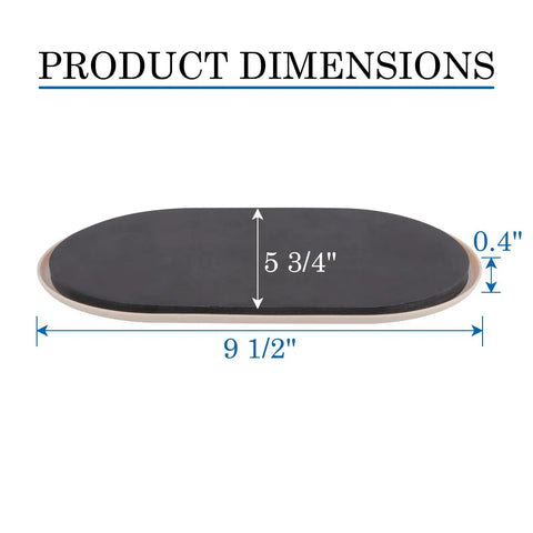 Side view showing dimensions of 8 Pack Large Furniture Sliders For Carpet And Hardwood Floors 9.5 By 5.75 In Moving Pads