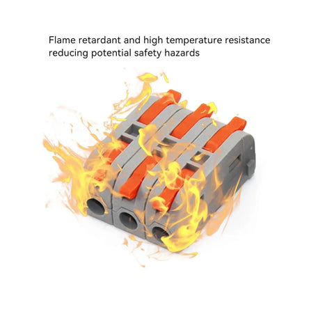 Universal Compact Wire Connector One Input Five Or Ten Outputs Quick Push Terminals For Fast Tool Free Splitter Wiring In Homes And Commercial Projects With Tin Plated Copper Contacts And Flame Retardant Housing, flame resistant