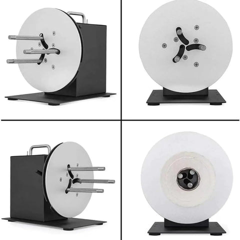 Bi-Directional Label Rewinder Machine Adjustable Width Up To 120Mm Automatic Speed Sync with tool-free core setup and dual rolls.