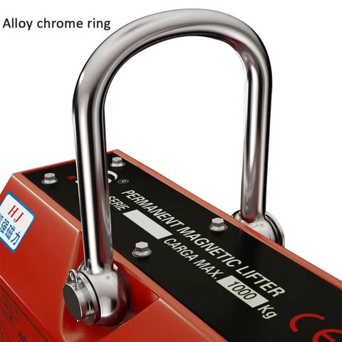 Heavy Duty Permanent Magnetic Lifter 600kg V Shaped Jaw showing alloy chrome ring for secure lifting of steel and iron.