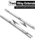 Heavy Duty 13.5 Inch Metal Drawer Slides With Ball Bearing Two Way Rails, Zinc Plated Cold Rolled Steel, 0.7 Inch Wide