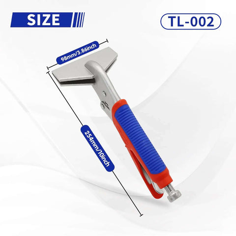 10 Inch Locking Sheet Metal Clamp With Trigger Release, heavy duty adjustable welding pliers, nickel plated tool, front view