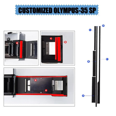 Customized Olympus 35 SP showing application of Slick Pre Cut Self Adhesive Light Seal Foam Sponge Repair Kit to block light leaks.