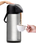 85 Oz Insulated Airpot Coffee Carafe with Pump, Stainless Steel Beverage Dispenser That Keeps Coffee Hot For Up To 20 Hours Or Cold For 24