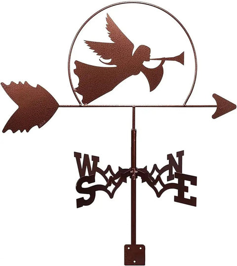 Farmhouse Weathervane Garden Wind Vane Kit With Roof Mount Stainless Steel Wind Direction Indicator For Outdoor Backyards And Patios Easy Assembly Varnished Metal Decor For Lawn Or Garden