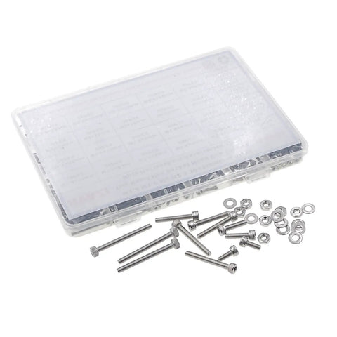 Gearhead Grade 1050 Piece 304 Stainless Steel Knurl Socket Head Cap Screws Hex Nuts And Flat Washers Assortment Kit in case
