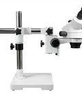 Trinocular Zoom Stereo Microscope With 5.0MP Digital Eyepiece Camera, 10x Wide Field Eyepiece, 3.5x To 90x Magnification, 0.5x And 2x Auxiliary Lenses, Single Arm Boom Stand, 144 LED Ring Light For Pro Grade Detail And Close Up Work on boom stand
