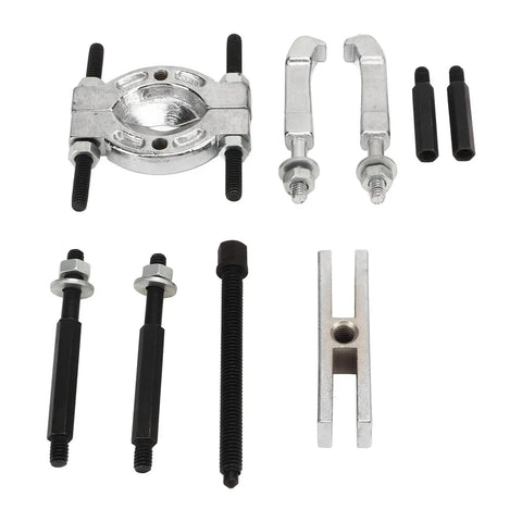 Sick Nine Piece Steel Bearing Puller Tool Set For Auto Repair Removing Front Wheel Hubs Axles And Shafts Includes Storage Box For Mechanics Making Quick Work Of Stubborn Jobs Beneath Your Car Chassis Smoothly Right Now. 9-piece steel bearing puller kit parts