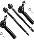 Chevy Silverado 1500 4Pc Front Inner Outer Tie Rod Ends Kit Direct Fit Replacement For 2007 2008 2009 2010 2011 2012 2013 Models Including Avalanche Suburban 1500 Tahoe And GMC Sierra Yukon 1500, black steel tie rods with hardware