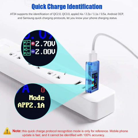 USB 3.0 Power Meter Tester 3.7V To 30V 0 To 4A Real Time Voltage And Current Monitor With IPS Color Display in use