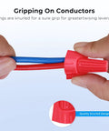 Hands twisting Red Winged Wire Connectors Nuts Pack Of 1000 For Quick Twist On Electrical Wire Ends Caps DIY Friendly 18-8 AWG