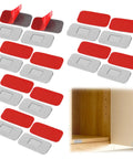 Ultra Thin Magnetic Cabinet Door Catches Kit, 12 Pairs With No Drill Double Sided Adhesive Strips, Stainless Steel Magnets shown with cabinet