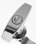 Close-up of zinc alloy cam lock with key slot for RV cabinets, part of 2 Pack Zinc Alloy Cam Cabinet Locks With Keys For RV Trailer Toolbox Doors Built Tough For RV Cabinets Electrical Boxes Toolboxes Sleek Exterior Durable Trailer Accessories