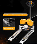 Heavy Duty Electric Pallet Jack Truck With 4400 Lb Capacity For Industrial Use Featuring Lithium Battery 48V 20Ah close-up of frame and fork.