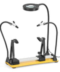 Helping Hands Magnetic Soldering Station With Pro Grade 360 Degree Flip Two Flexible Gooseneck Arms And 3X Magnifying Glasses