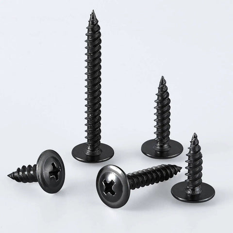 Eight By One And One Half Inch Black Truss Head Wood Screws Self Tapping Zinc Oxide Coating Pack Of 150 High Strength Carbon Steel Rust Proof.