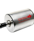 Three Eighth Inch Magnetic Inline Transmission And Power Steering Filter Replacement For Universal Light Trucks And Cars Replaces 3810000 58953 TF101M Metal Housing With Three Eighth Inch Hoses, shown with labeling and flow arrow