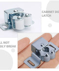 6 Pack Galvanized Double Ball Roller Cabinet Catch for Smooth Soft Close Quiet Slam Free Closet Cupboard Hardware Furniture Doors Locking Latch Set in Antique Bronze Finish shown on hand