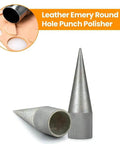 Leather Round Hole Punch and Edge Sharpener Tool 3-16mm Emery Coated Polisher Grinder for DIY Leatherwork, Silver Gray