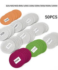 Grab This Awesome 50 Pc Set Of 3 Inch Wet Dry Sanding Discs With Latex Flocking For Perfect Polish And Grind Jobs Ranging From Grit 320 To A Smooth 10K Finish On Your Tools - assorted grit sanding discs layout.