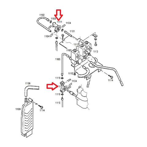 Diagram of Three Way T Hose Connector For Coffee Machines And Home Kitchen, highlighting installation points with arrows.